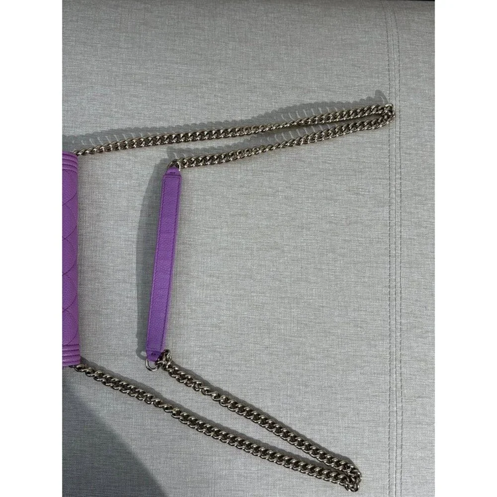 CHANEL Purple Caviar Boy WOC LGHW